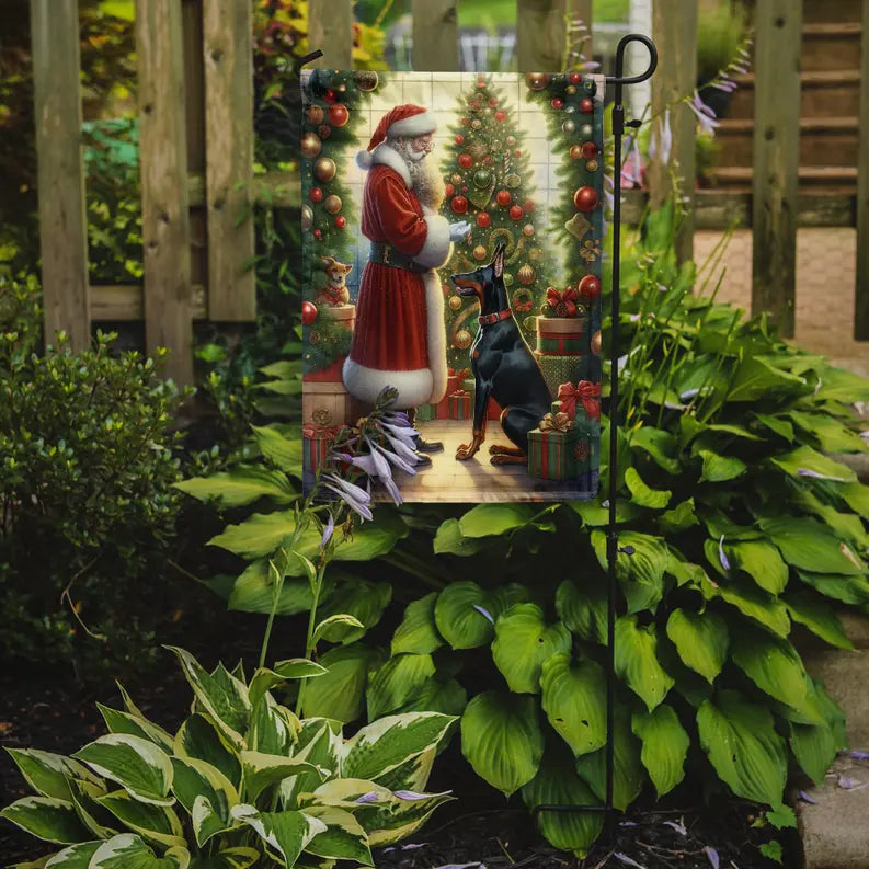 Doberman Pinscher and Santa Claus Garden Flag Caroline's Treasures