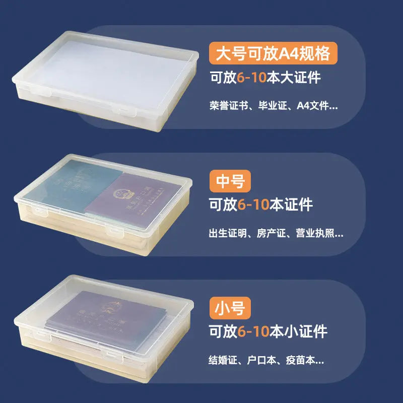 Document Storage Box for Home Use, Multifunctional Stationery, Certificate, Data, File, Card Holder, Household Registration Book Organizer, Magic Tool GreatEagleInc