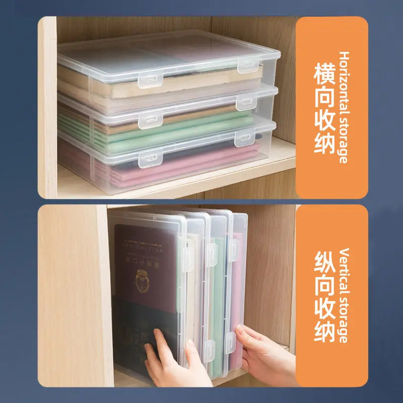 Document Storage Box for Home Use, Multifunctional Stationery, Certificate, Data, File, Card Holder, Household Registration Book Organizer, Magic Tool GreatEagleInc