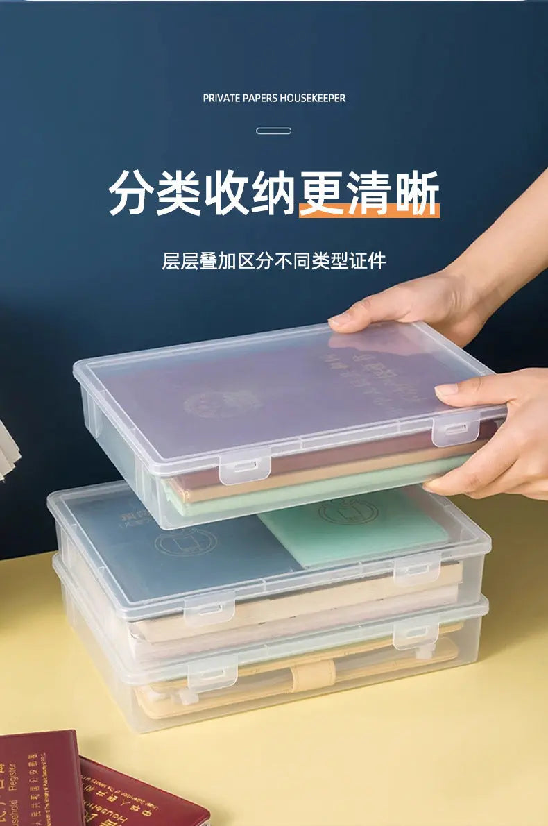 Document Storage Box for Home Use, Multifunctional Stationery, Certificate, Data, File, Card Holder, Household Registration Book Organizer, Magic Tool GreatEagleInc