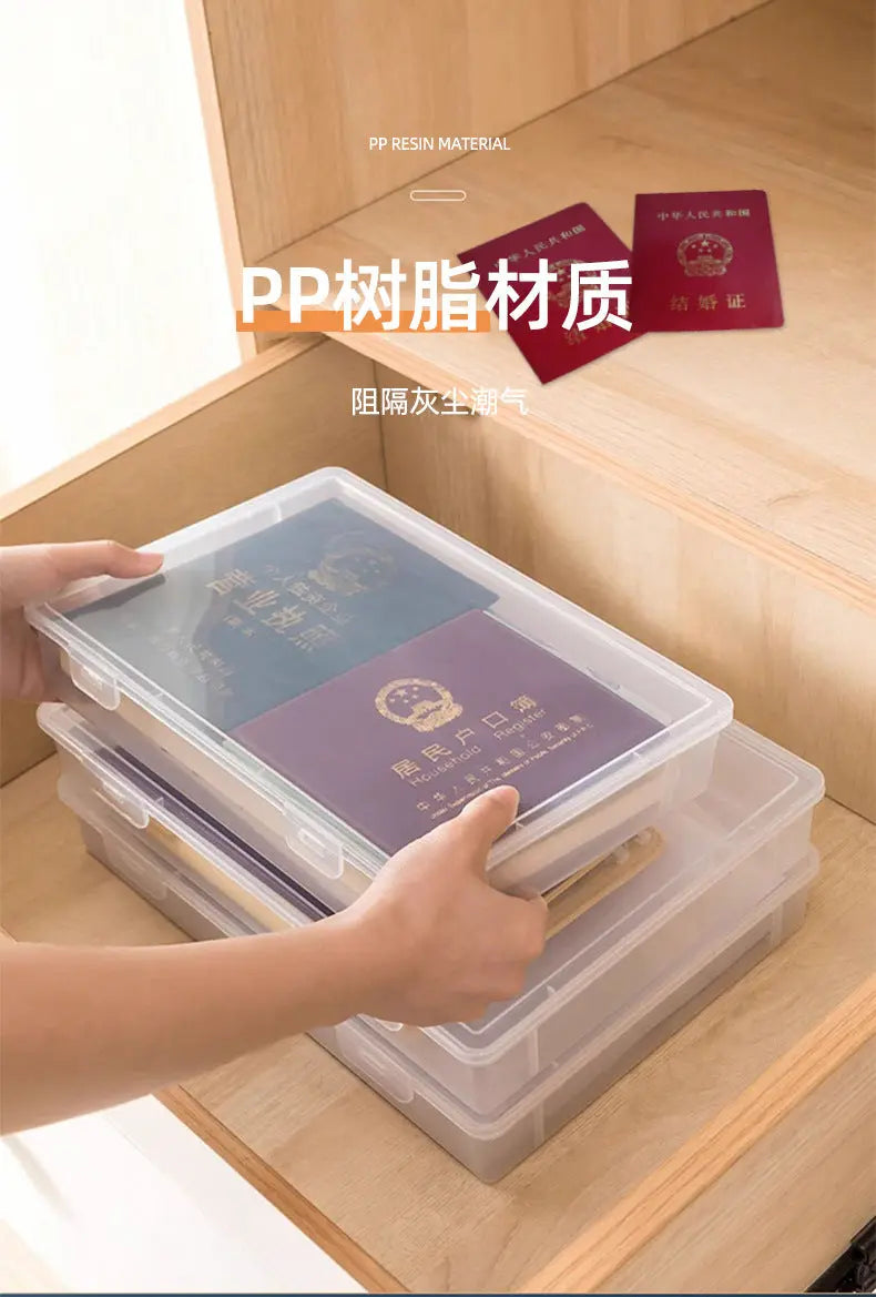 Document Storage Box for Home Use, Multifunctional Stationery, Certificate, Data, File, Card Holder, Household Registration Book Organizer, Magic Tool GreatEagleInc