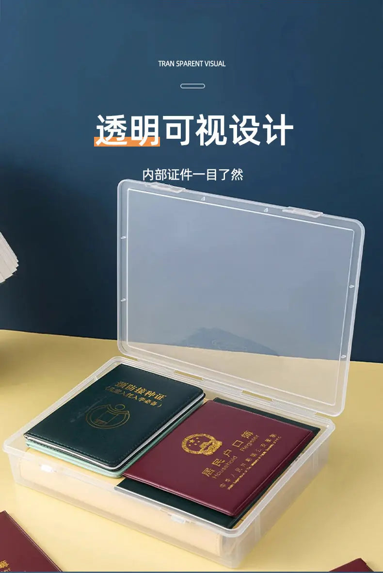 Document Storage Box for Home Use, Multifunctional Stationery, Certificate, Data, File, Card Holder, Household Registration Book Organizer, Magic Tool GreatEagleInc