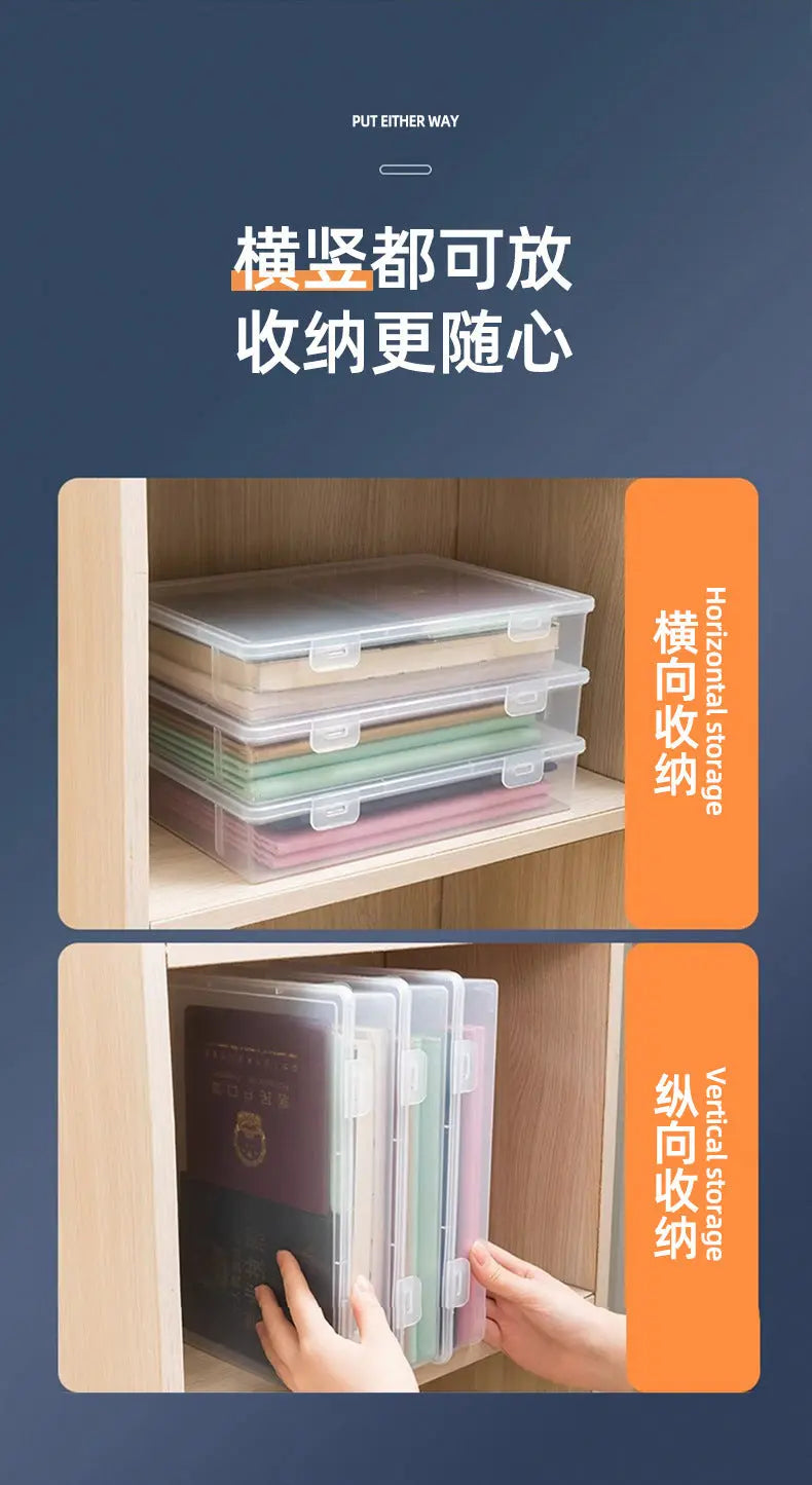 Document Storage Box for Home Use, Multifunctional Stationery, Certificate, Data, File, Card Holder, Household Registration Book Organizer, Magic Tool GreatEagleInc