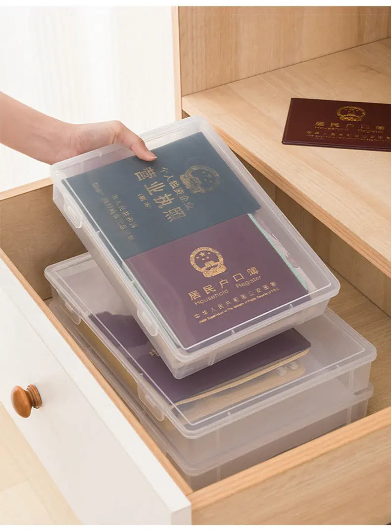 Document Storage Box for Home Use, Multifunctional Stationery, Certificate, Data, File, Card Holder, Household Registration Book Organizer, Magic Tool GreatEagleInc