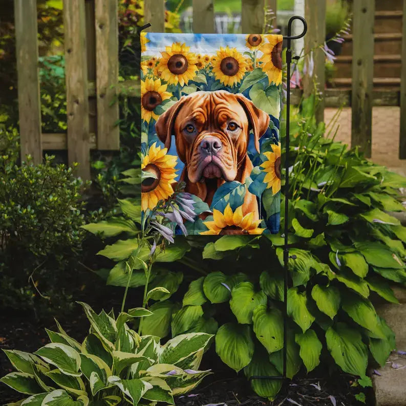 Dogue de Bordeaux in Sunflowers Garden Flag Caroline's Treasures