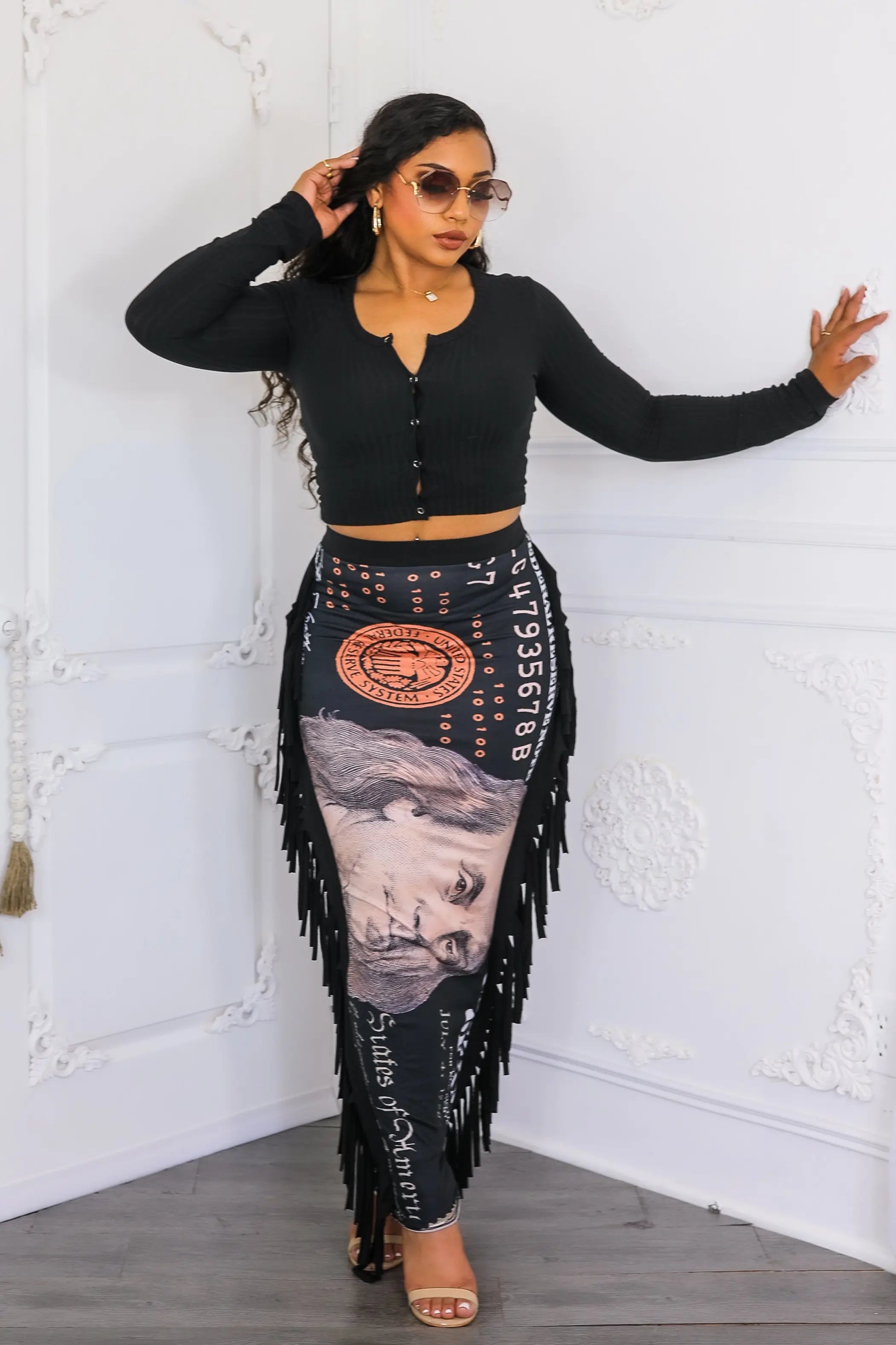 Dollars Fringe Maxi Skirt SurelyMine