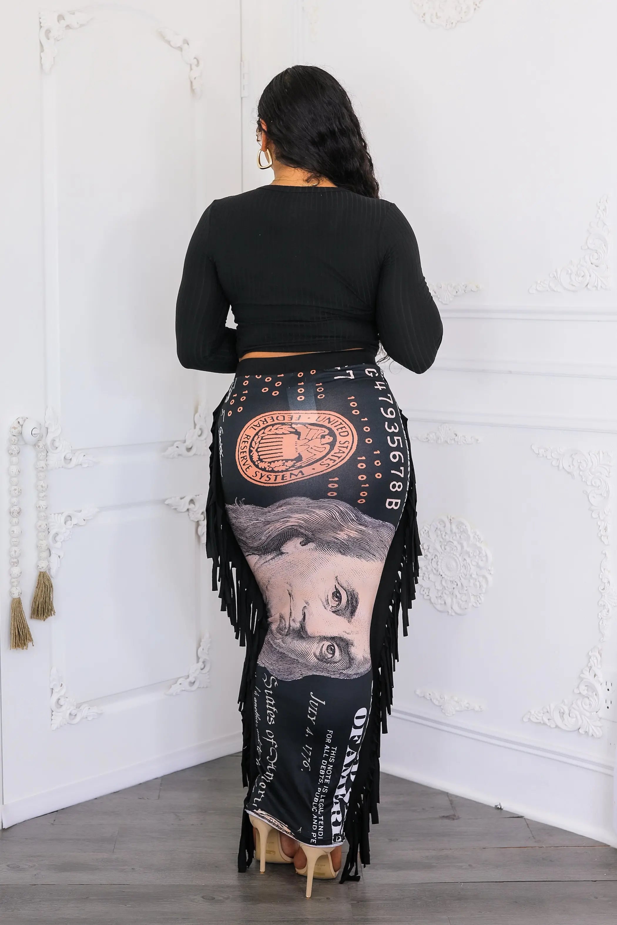 Dollars Fringe Maxi Skirt SurelyMine