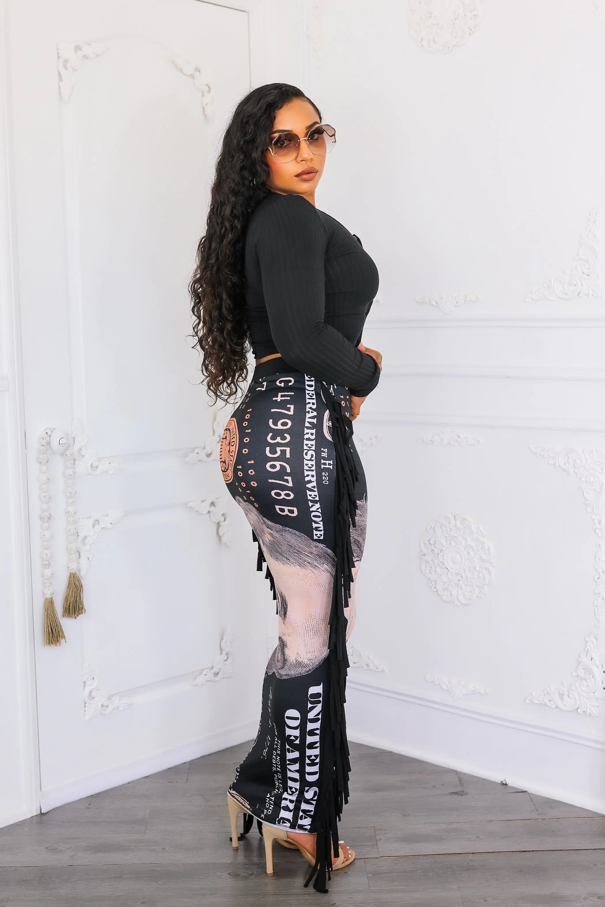Dollars Fringe Maxi Skirt SurelyMine