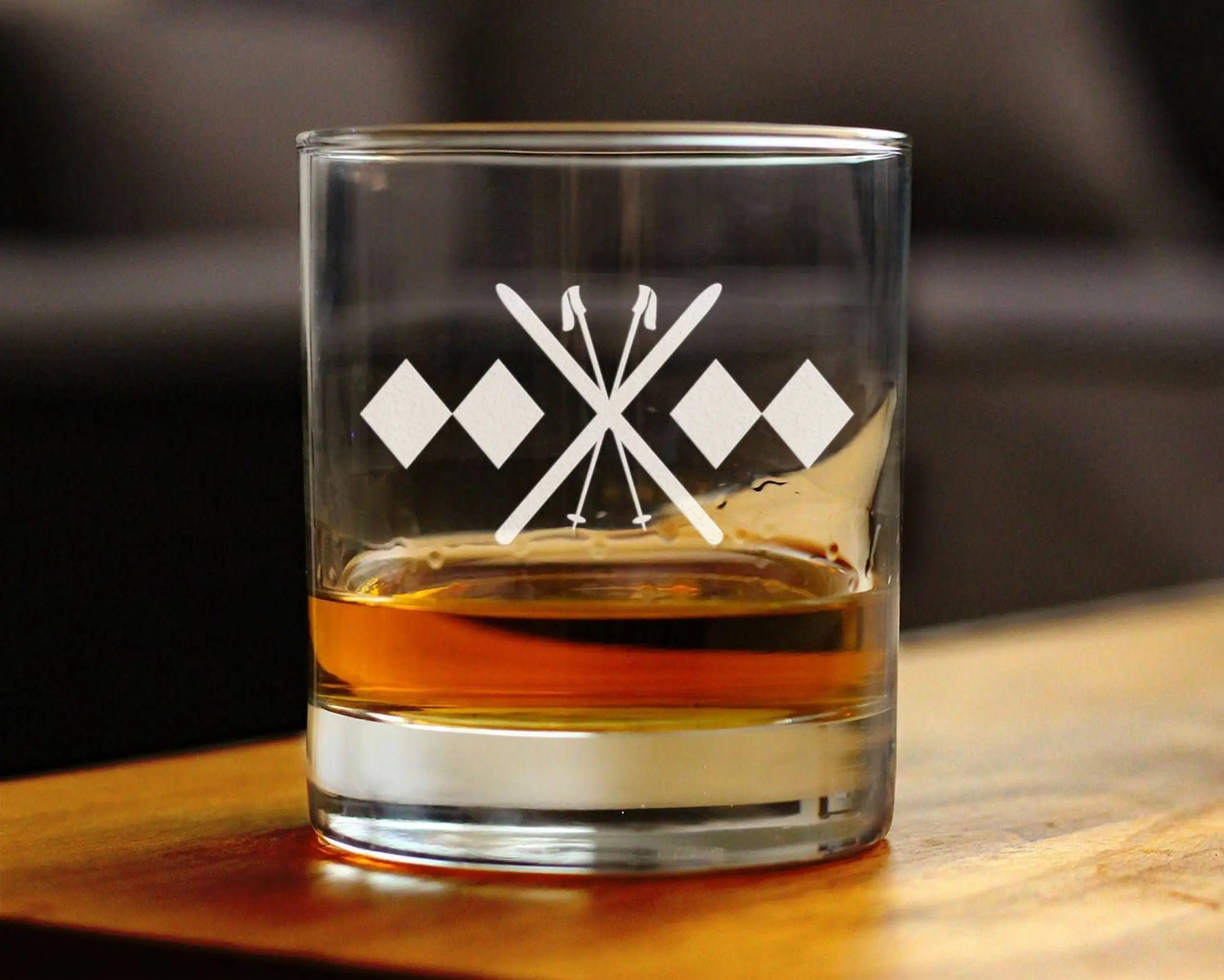 Double Black Diamond Whiskey Rocks Glass - Skiing Gifts Bevvee