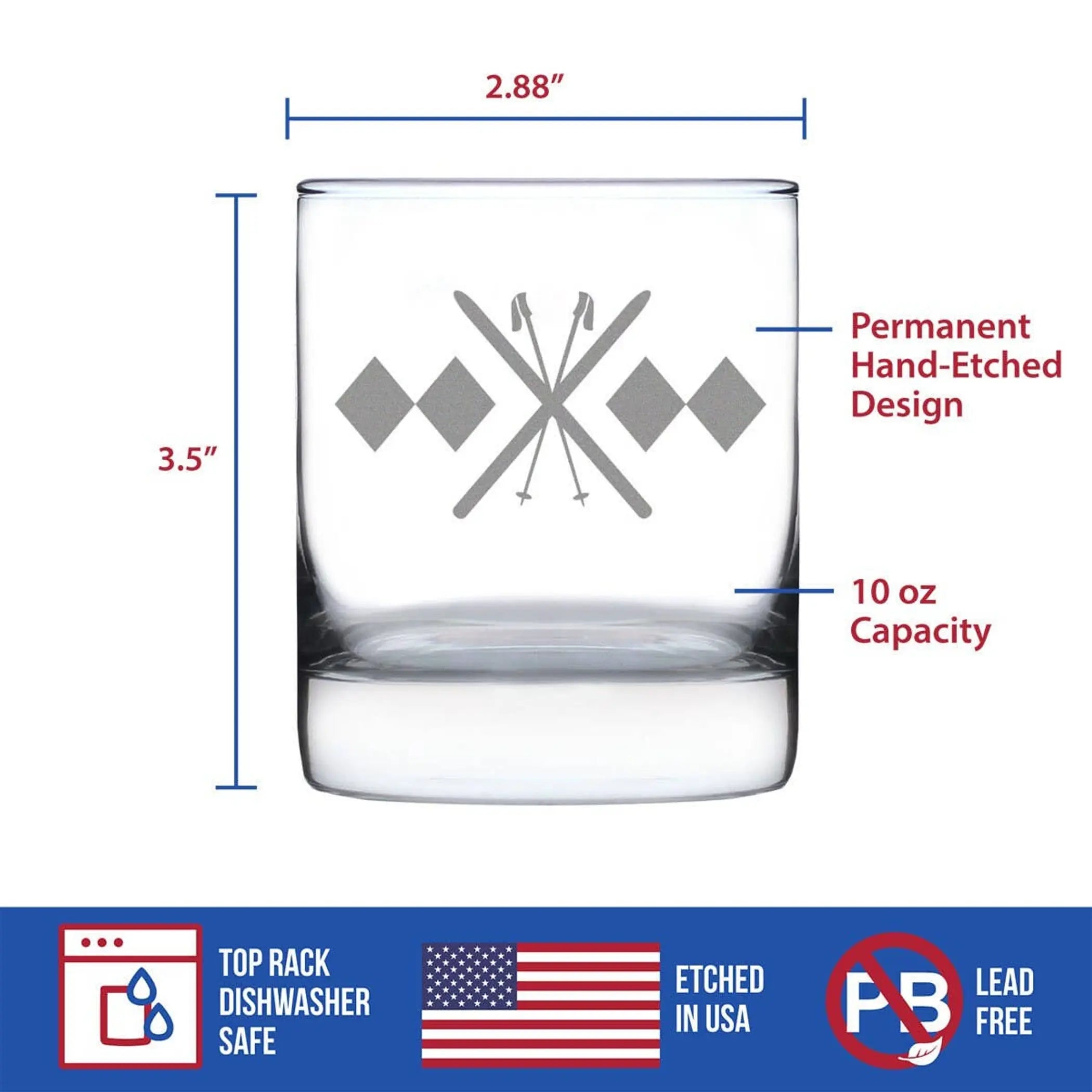 Double Black Diamond Whiskey Rocks Glass - Skiing Gifts Bevvee