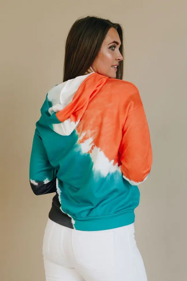 Down the Line Colorblock Tie Dye Hoodie Stay Warm in Style