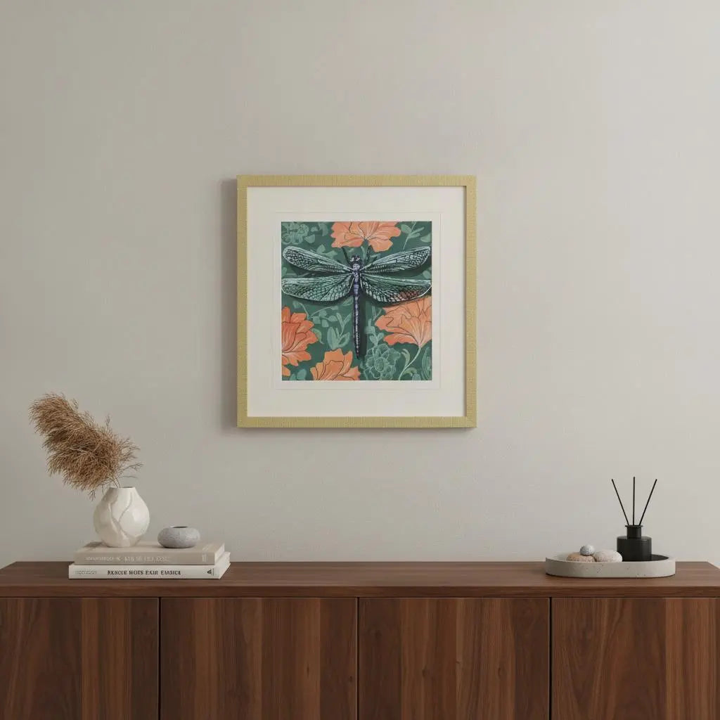 Dragonfly on Wall Gold Framed Wall Art Homeroots Home Decor