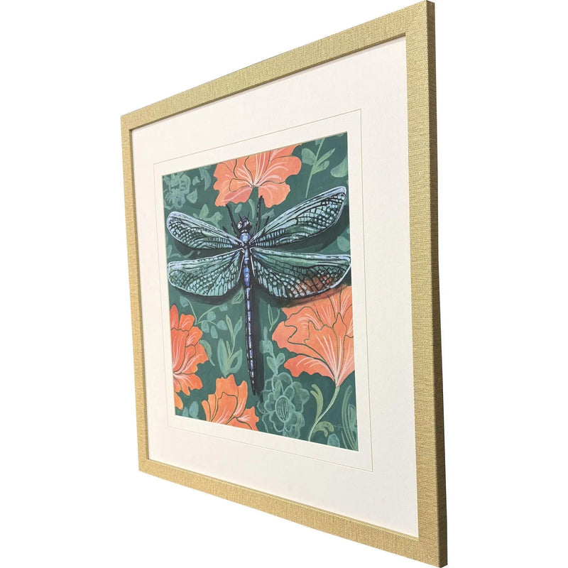 Dragonfly on Wall Gold Framed Wall Art Homeroots Home Decor