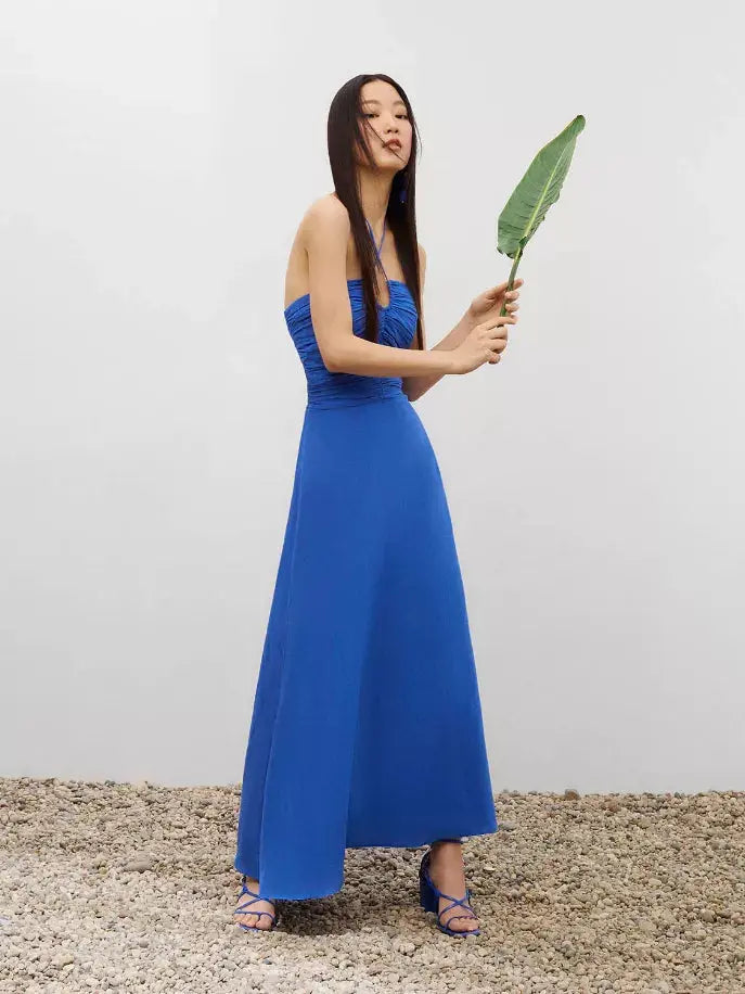 Draped Linen Dress Nocturne