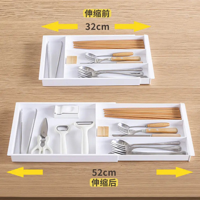 Drawer Retractable Storage Box Cosmetics Sundries Compartment Storage Box Partition Organizer Box Home Kitchen Tableware GreatEagleInc