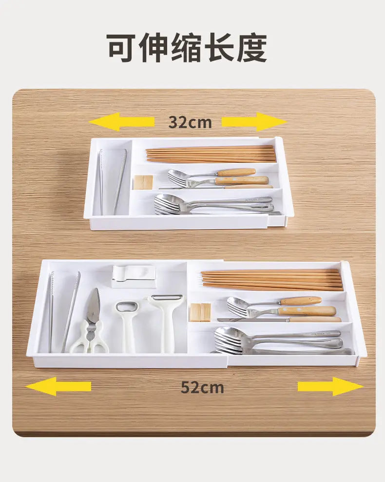 Drawer Retractable Storage Box Cosmetics Sundries Compartment Storage Box Partition Organizer Box Home Kitchen Tableware GreatEagleInc