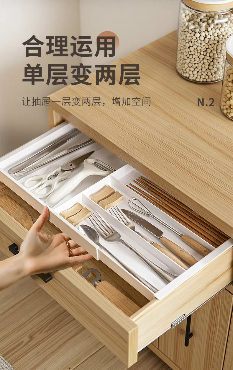 Drawer Retractable Storage Box Cosmetics Sundries Compartment Storage Box Partition Organizer Box Home Kitchen Tableware GreatEagleInc