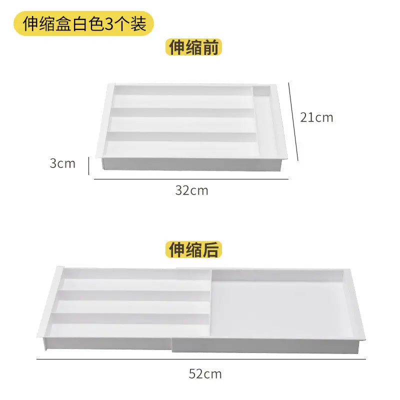 Drawer Retractable Storage Box Cosmetics Sundries Compartment Storage Box Partition Organizer Box Home Kitchen Tableware GreatEagleInc
