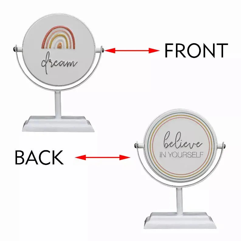 Dream/Believe in Yourself-2 Sided Rotating Metal Table Top Decoration- Embossed Metal Signs for Home Decoration-6 x 2.5 x 7.875 Inches Paris Loft Inc