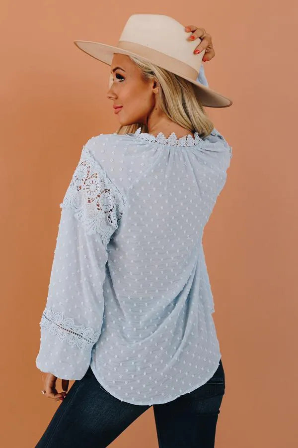 Drew Lace Balloon Sleeve Top Stay Warm in Style