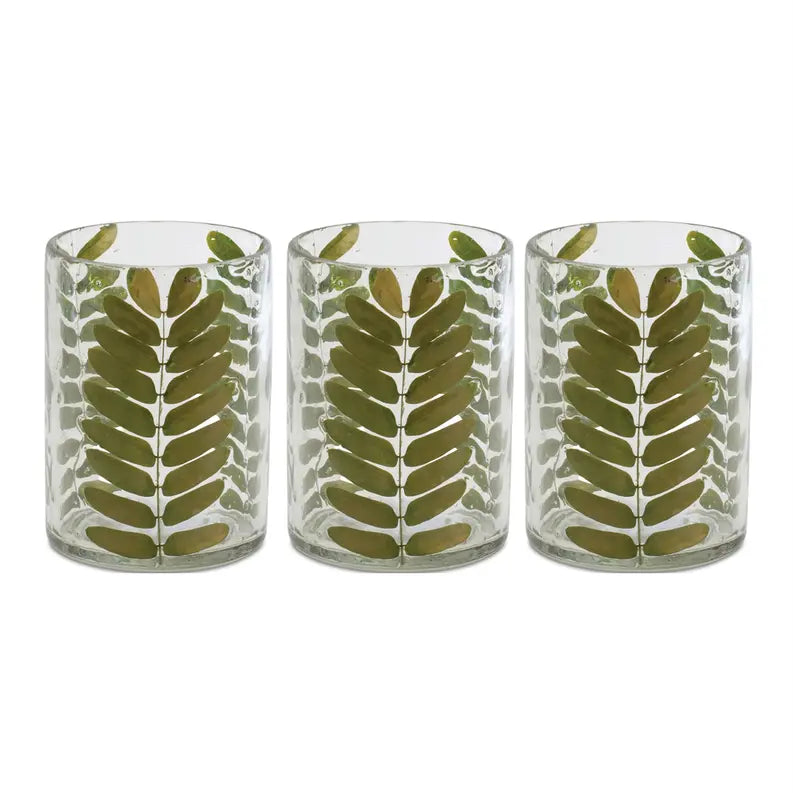 Dried Leaf Glass Candle Holder Melrose International