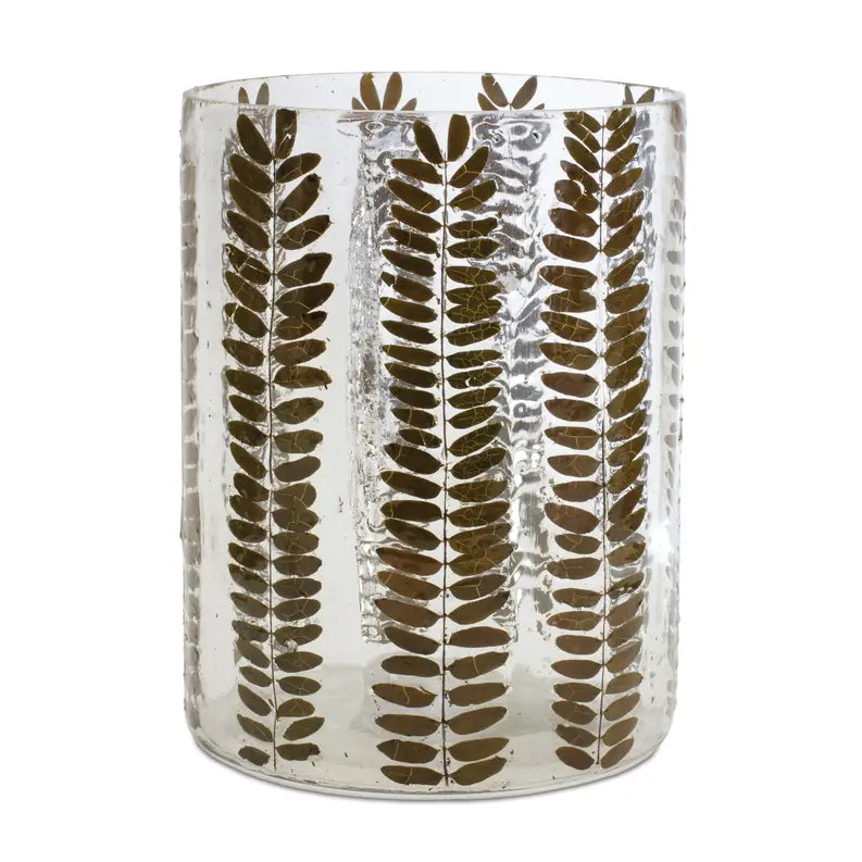 Dried Leaf Glass Candle Holder Melrose International