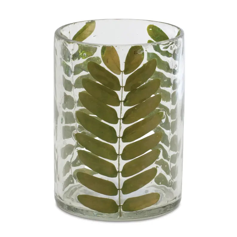 Dried Leaf Glass Candle Holder Melrose International