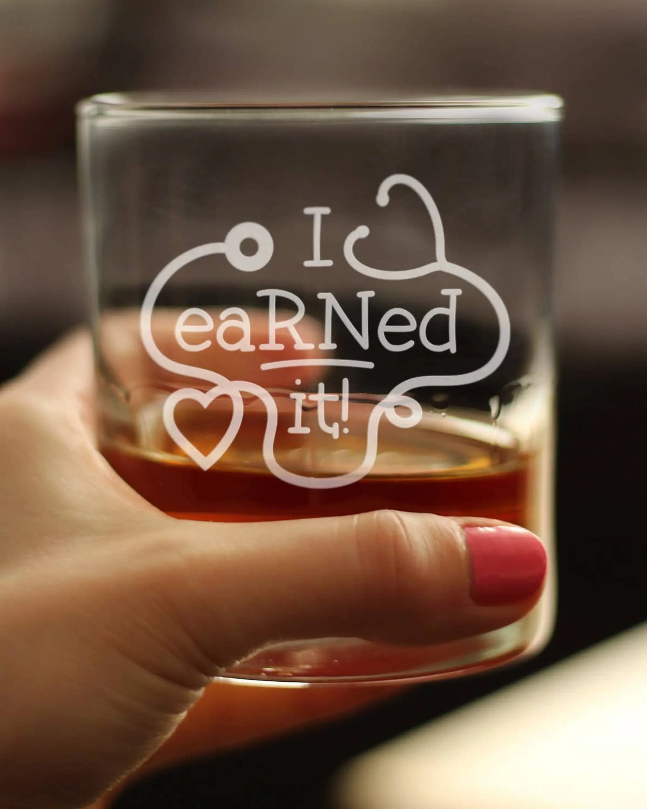 Earned it Nurse Whiskey Rocks Glass - Nurse Gifts and Decor Bevvee