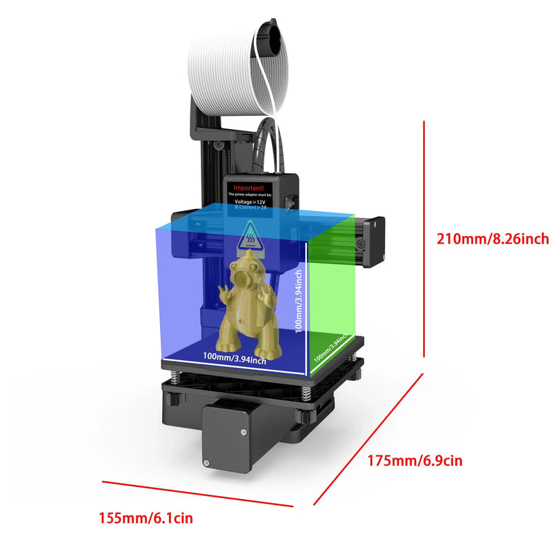 EasyThreed 3D Printer  Entry Level  Compatible with PLA TPU 1.75mm Filament  include Power Adaptor. GreatEagleInc