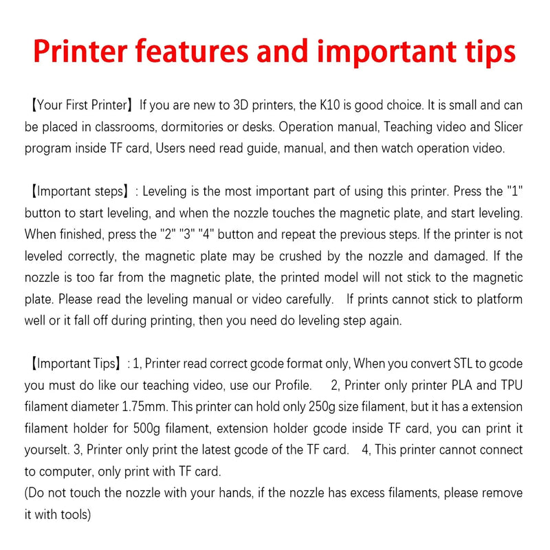 EasyThreed 3D Printer  Entry Level  Compatible with PLA TPU 1.75mm Filament  include Power Adaptor. GreatEagleInc