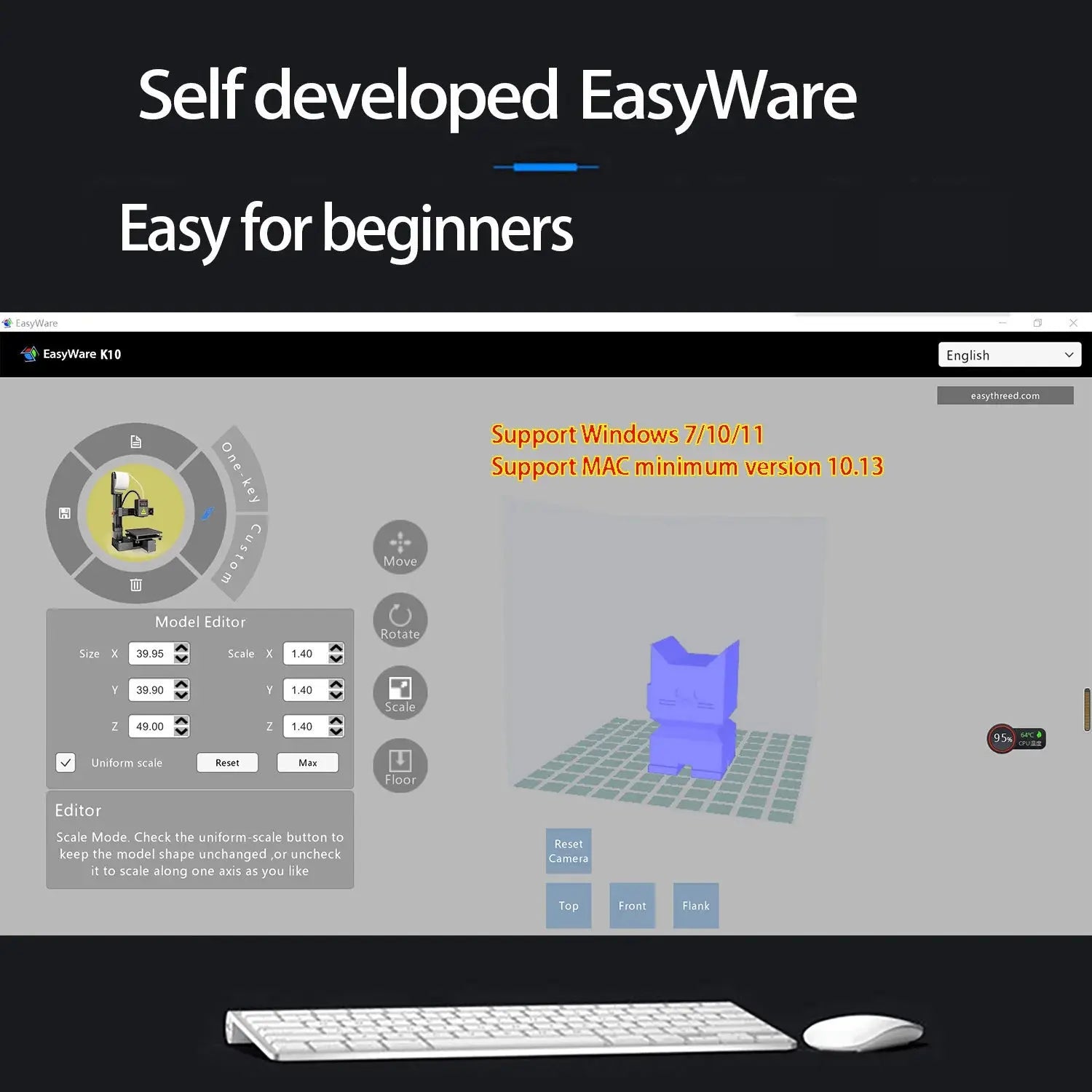 EasyThreed 3D Printer  Entry Level  Compatible with PLA TPU 1.75mm Filament  include Power Adaptor. GreatEagleInc