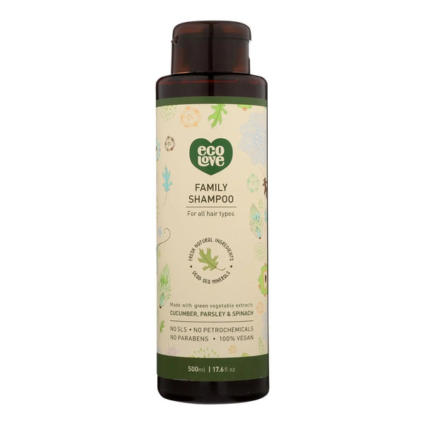 Ecolove Shampoo - Green Vegetables Family Shampoo For All Hair Types - Case Of 1 - 17.6 Fl Oz. Ecolove