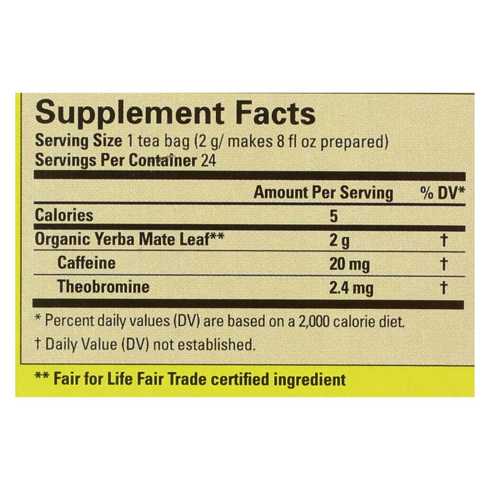 Ecoteas Organic Yerba Mate Unsmoked Green Energy Tea Bags - Case Of 6 - 24 Bags Ecoteas