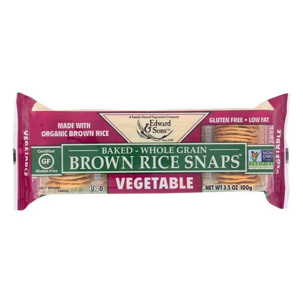 Edward And Sons Organic Vegetable Brown Rice Snaps - Case Of 12 - 3.5 Oz. Edward And Sons