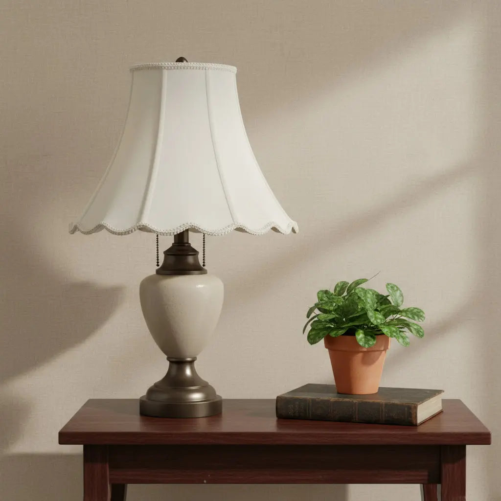Eggshell Linen Piped Bell Lamp Shade Homeroots Lighting