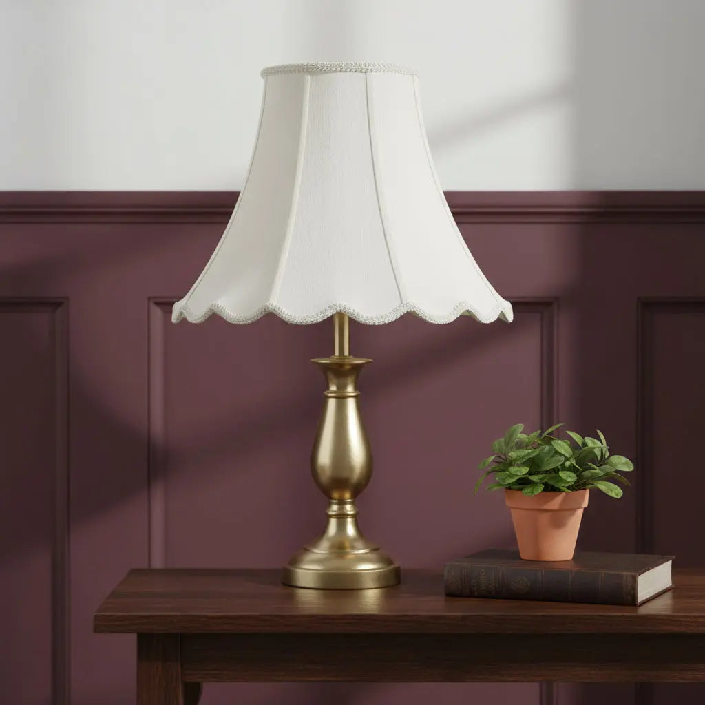 Eggshell Linen Piped Bell Lamp Shade Homeroots Lighting