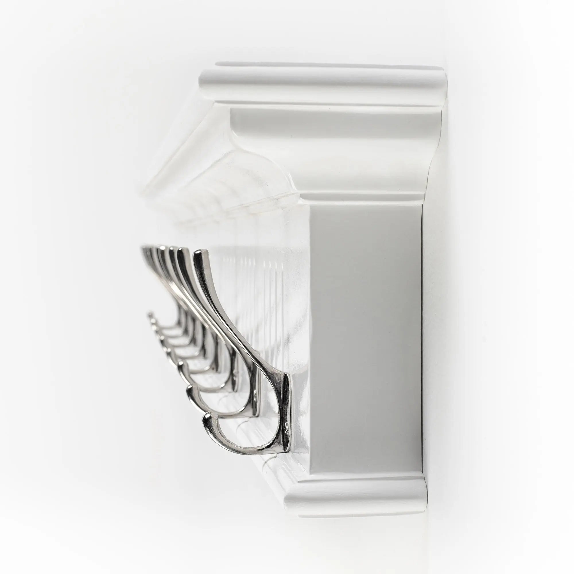 Eight Hook 51" White Solid Wood Wall Mount Coat Rack Homeroots Organization