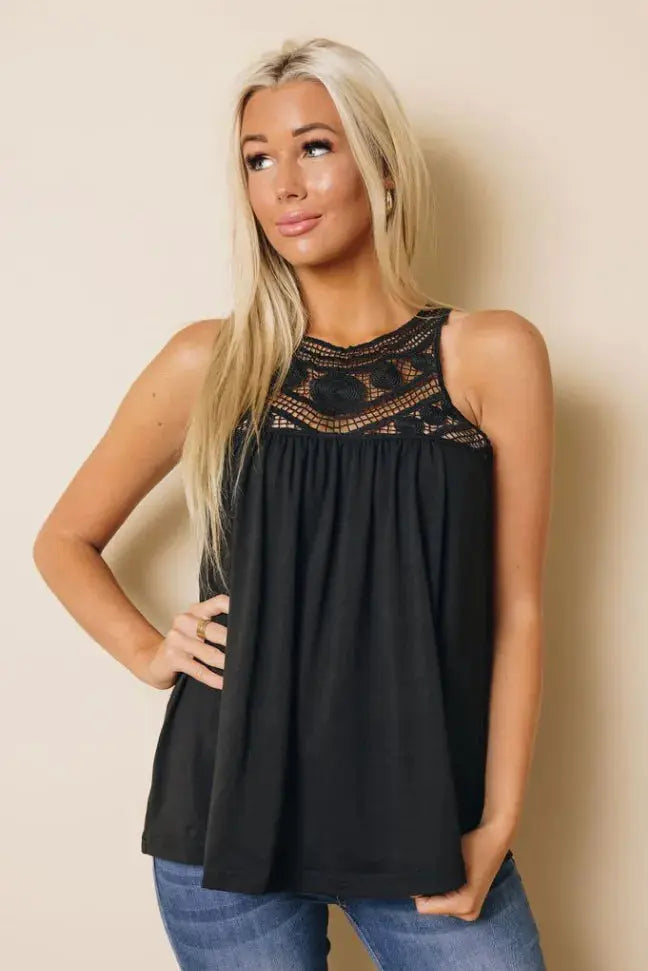 Eleanor Crochet Lace Tank Top Stay Warm in Style