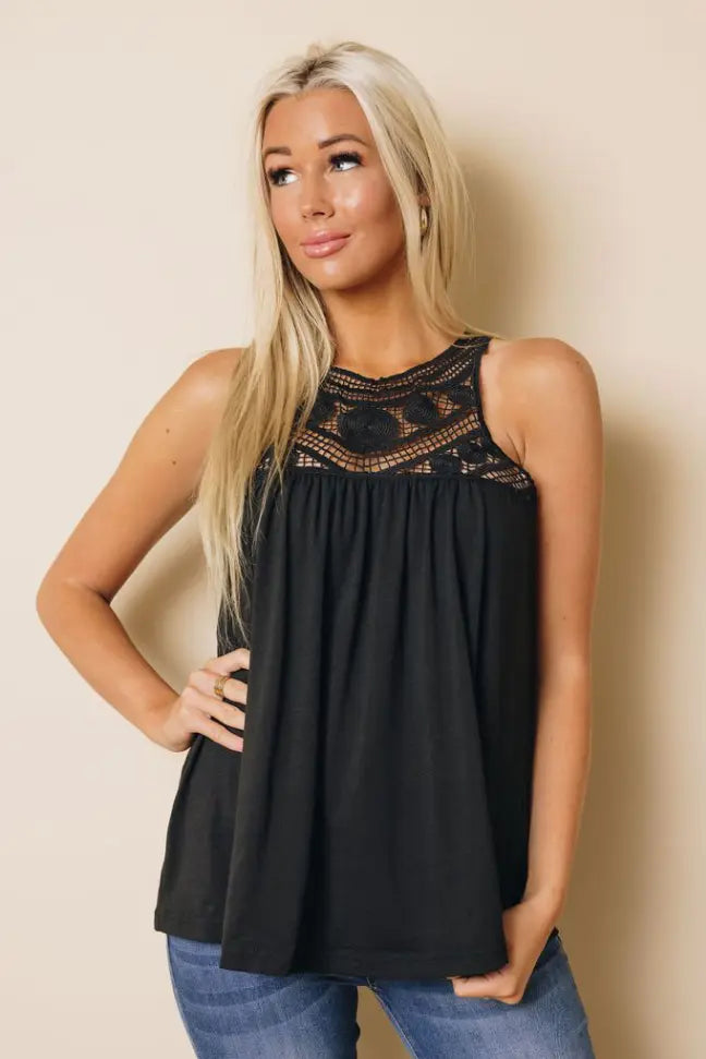 Eleanor Crochet Lace Tank Top Stay Warm in Style