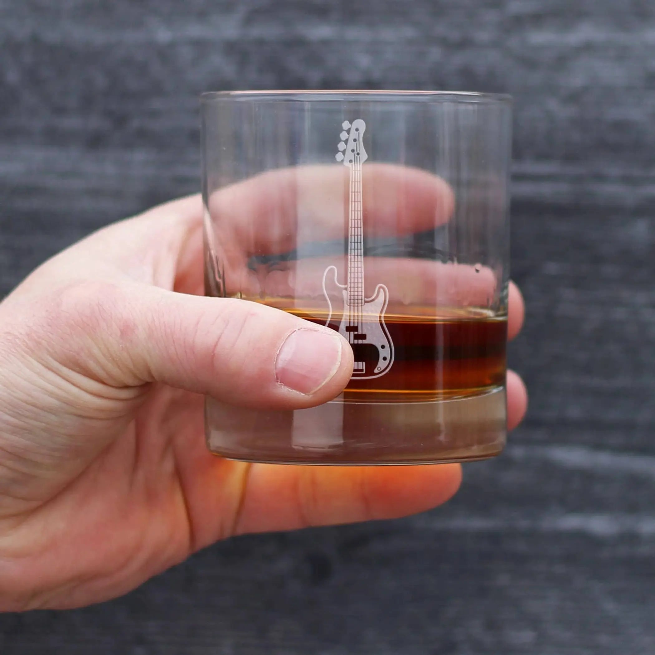 Electric Bass Guitar Whiskey Rocks Glass - Musician Gifts Bevvee