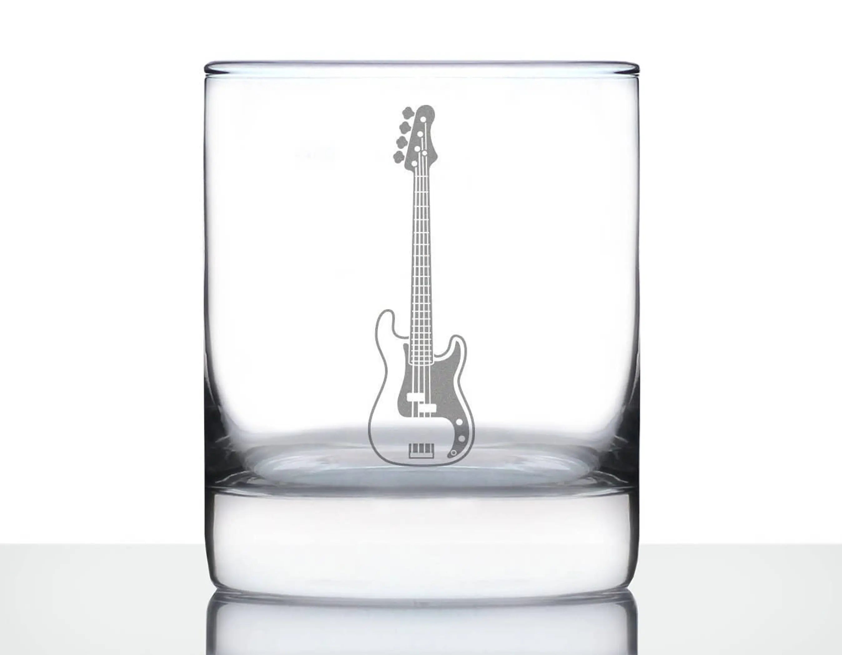 Electric Bass Guitar Whiskey Rocks Glass - Musician Gifts Bevvee