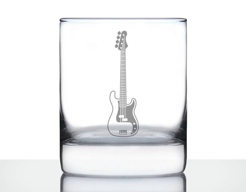 Electric Bass Guitar Whiskey Rocks Glass - Musician Gifts Bevvee
