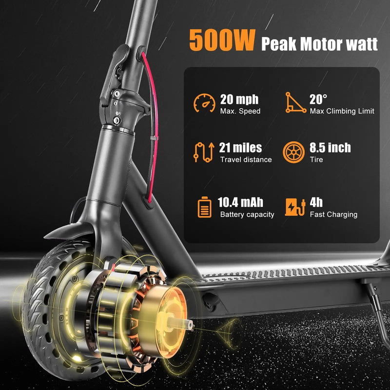 Electric Scooter for Adults - 350W Motor 8.5" Solid Tires up to 19MPH and 16Miles Long-Range Portable E Scooter GreatEagleInc