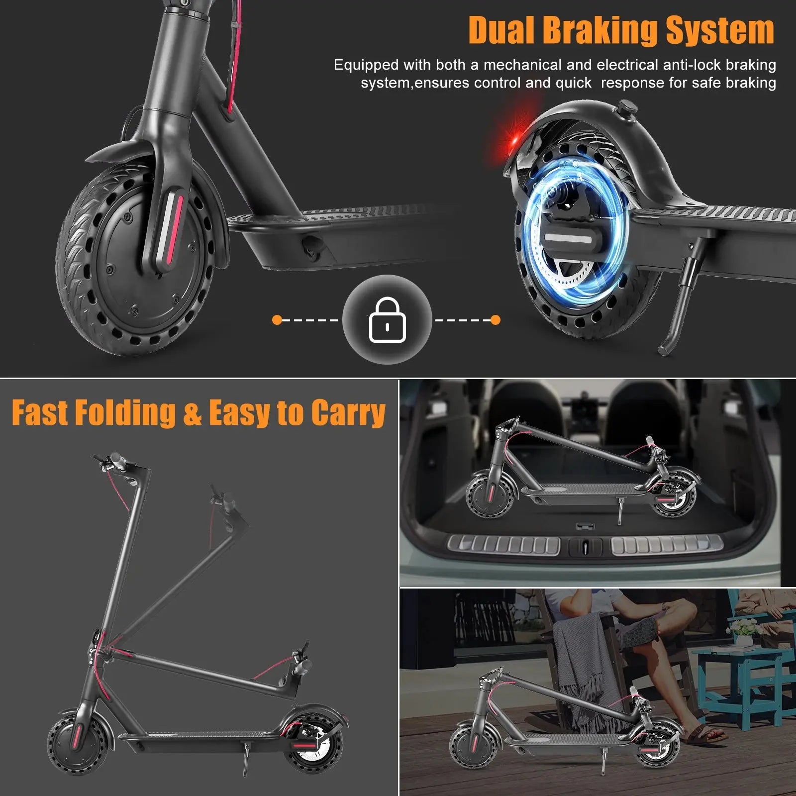 Electric Scooter for Adults - 350W Motor 8.5" Solid Tires up to 19MPH and 16Miles Long-Range Portable E Scooter GreatEagleInc