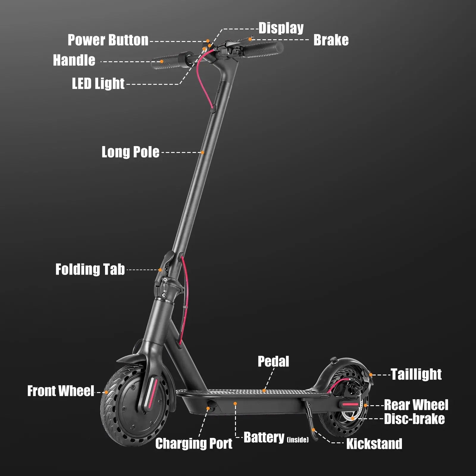 Electric Scooter for Adults - 350W Motor 8.5" Solid Tires up to 19MPH and 16Miles Long-Range Portable E Scooter GreatEagleInc