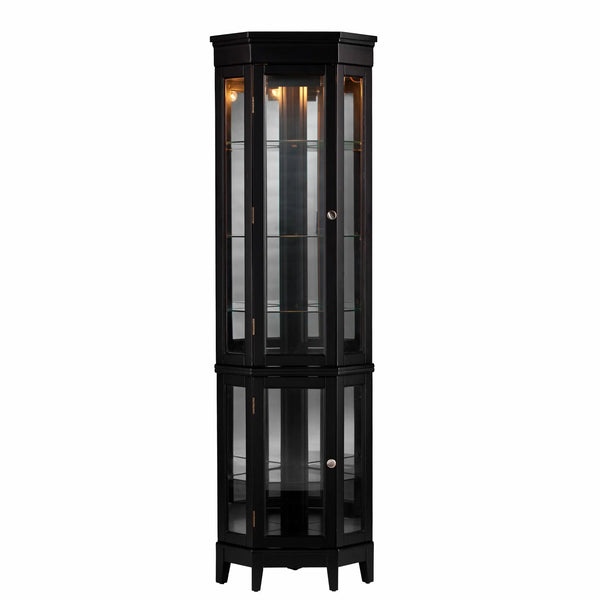 Elegant Black Lighted Curio Cabinet Homeroots Kitchen & Dining