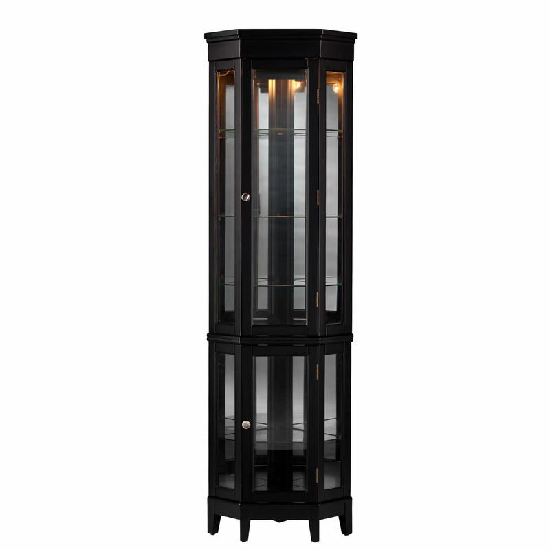 Elegant Black Lighted Curio Cabinet Homeroots Kitchen & Dining