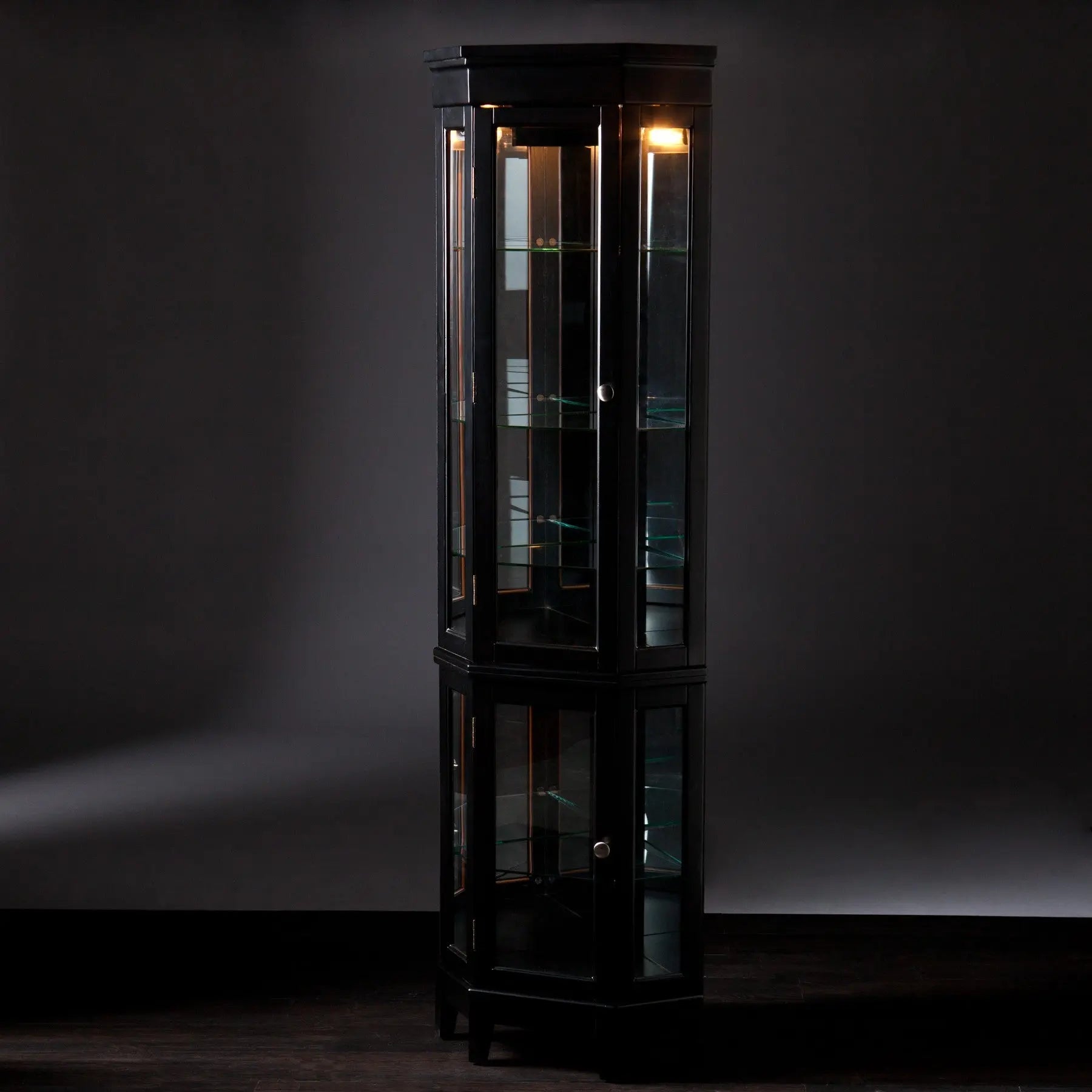 Elegant Black Lighted Curio Cabinet Homeroots Kitchen & Dining