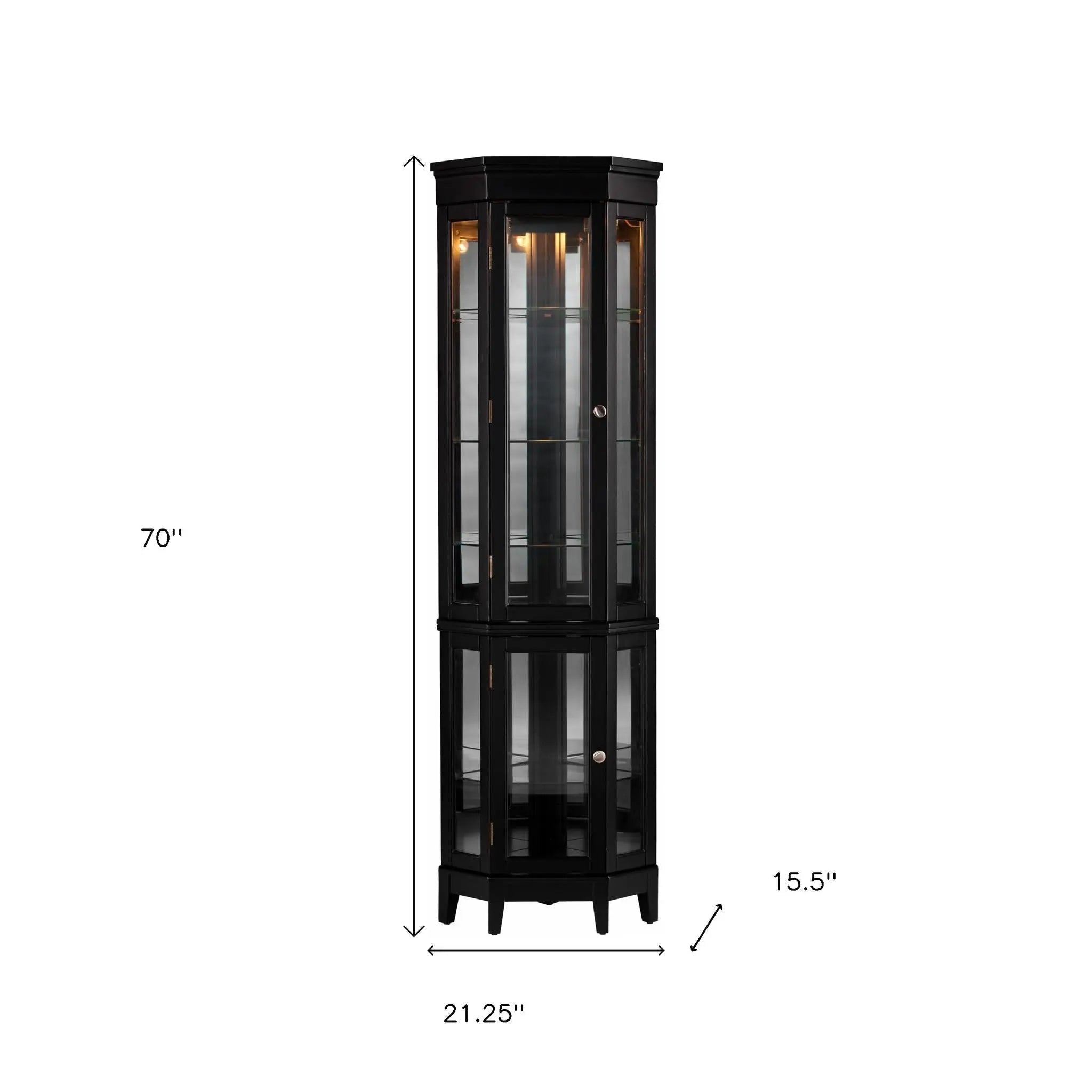 Elegant Black Lighted Curio Cabinet Homeroots Kitchen & Dining