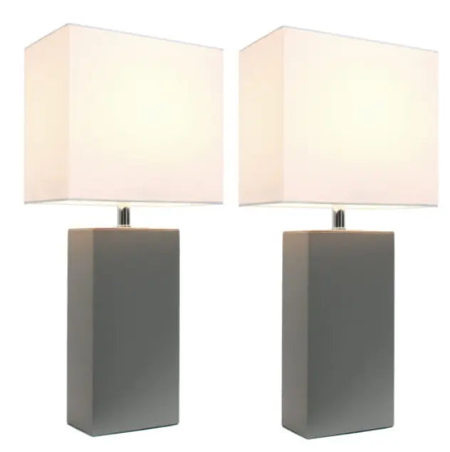 Elegant Designs Modern Leather Table Lamps with White Fabric Shades (Set of 2) All The Rages, Inc.